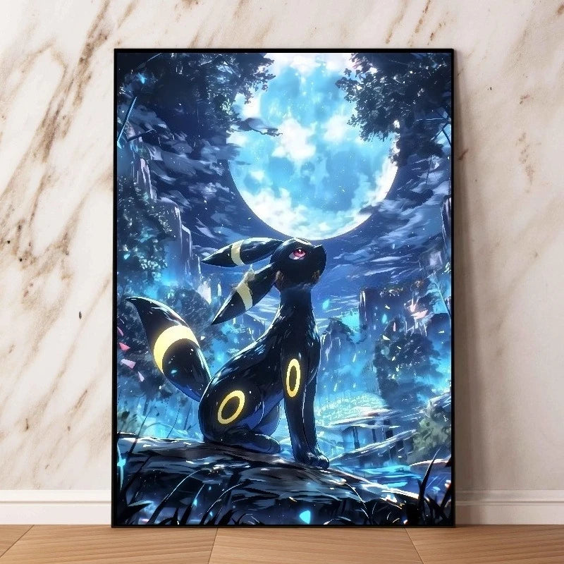 Classic Pokemon HD Canvas Painting Anime Figures Umbreon Poster Print Watercolor Wall Art Picture Modern Home Decor Kids Gifts Peaceful Pleasures Health and Wellness