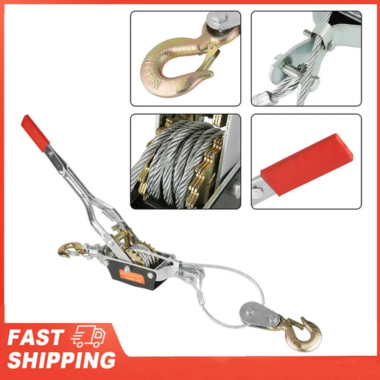 2 4T Wire Rope Hand Power Puller Tighten Tool Mini Tightener Double Peaceful Pleasures Health and Wellness