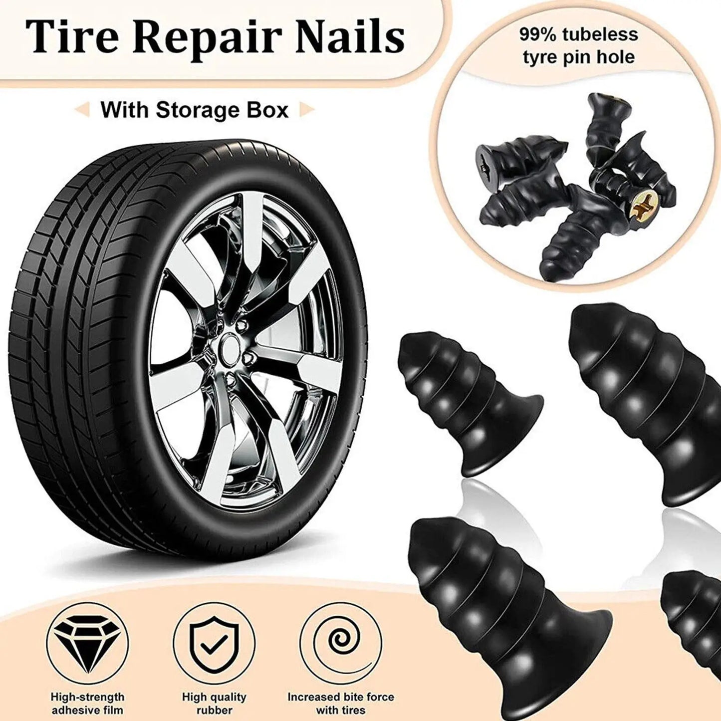 32pcs Motorcycle Bicycle Car Tubeless Tire Repair Rubber Screws for Emergency Automotive Maintenance Peaceful Pleasures Health and Wellness