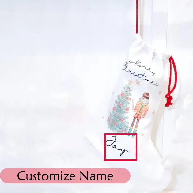 Personalised Christmas Gift Sack | Santa & Nutcracker Design