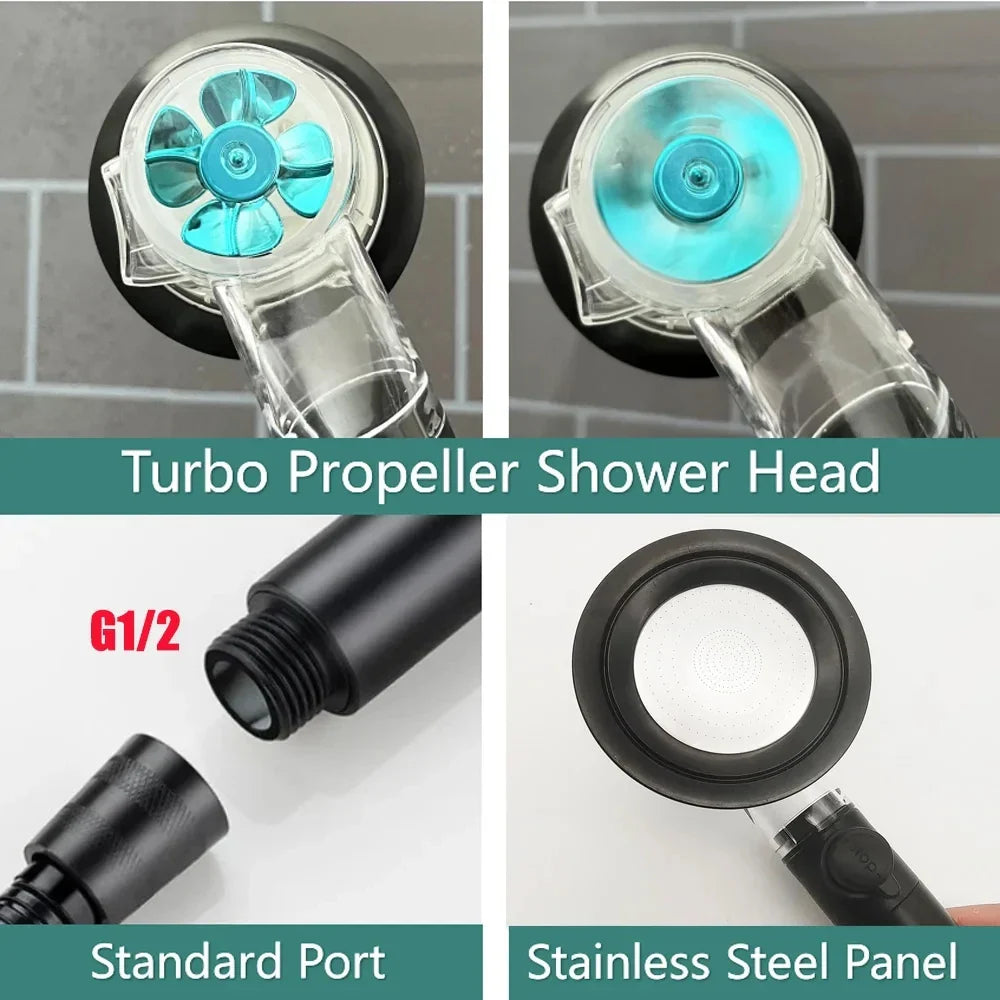 3-Mode High Pressure Turbo Fan Shower Head | Water Saving