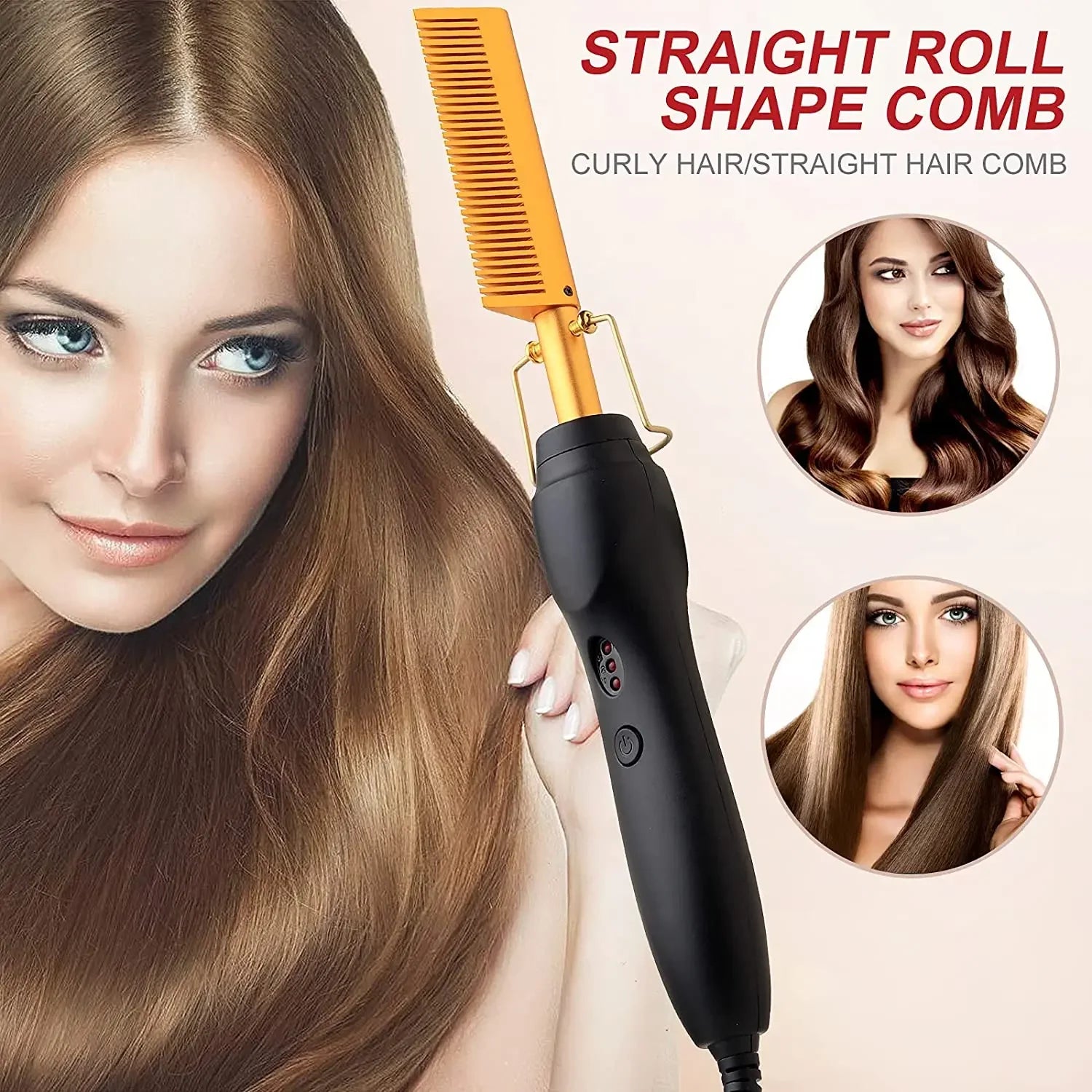 Electric Ceramic Hot Comb Hair Straightener Heat Pressing Anti-Scald Flat Iron for Wigs Beard Styling Tool Peaceful Pleasures Health and Wellness
