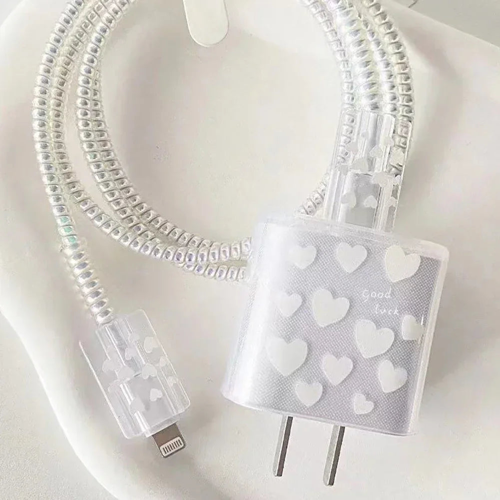 Cute iPhone 20W Charger Cover & USB Cable Winder Protector