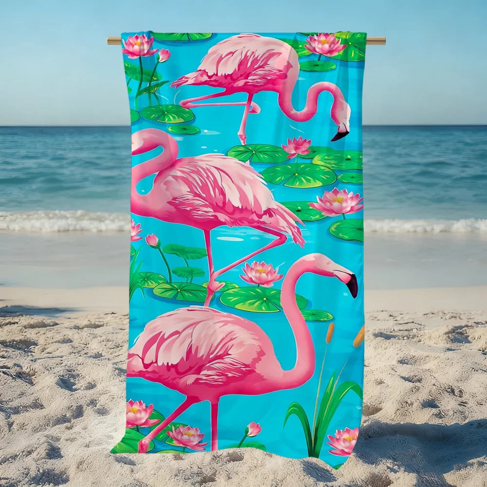 Flamingo Quick-Dry Beach Towel | Soft Pool & Travel Towel Quick-Dry Beach Towel Peaceful Pleasures Health and Wellness