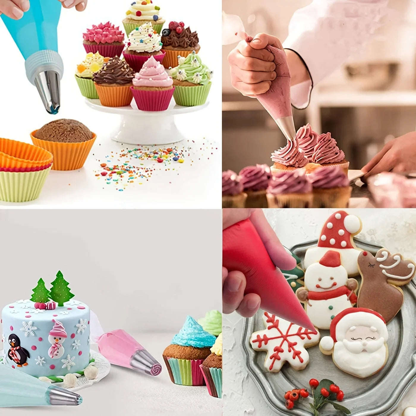 100-Pc Disposable Piping Bags with Ties & Clips for Baking