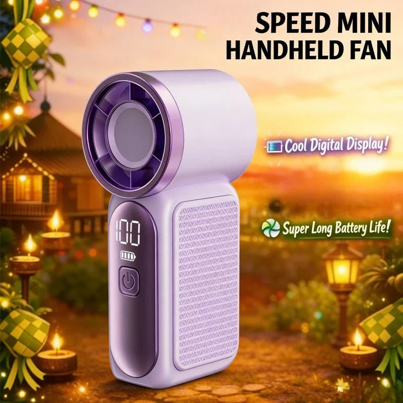 Turbo Mini Handheld Fan USB Rechargeable | 100-Speed Control