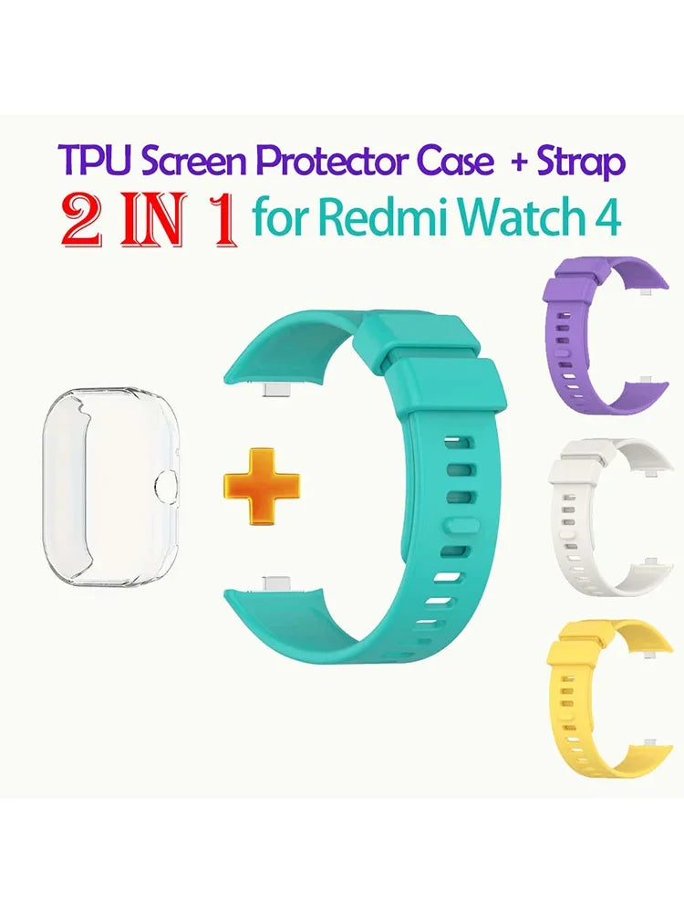 Redmi Watch 4 Silicone Strap + TPU Case Set | Shockproof Cover Peaceful Pleasures Health and Wellness