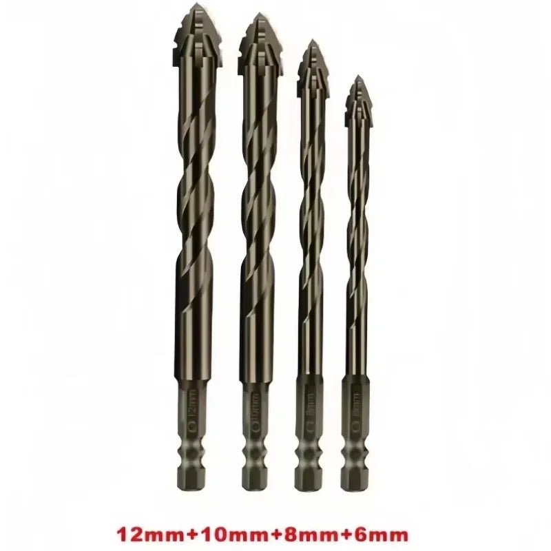4-Piece Tungsten Carbide Drill Bit Set – Masonry, Glass & Wood