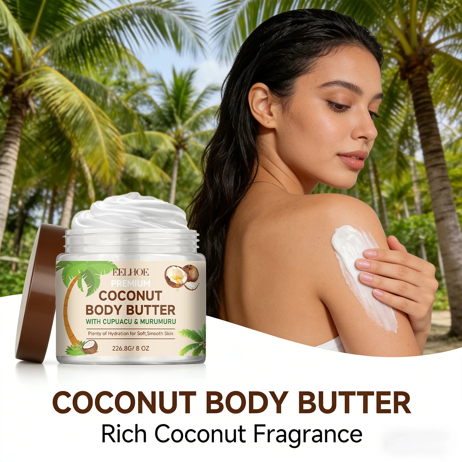 Coconut Moisturizing Body Lotion Soothing Skin Improving Skin Elasticity Reducing Dryness Long-Lasting Hydration Body Care Cream Peaceful Pleasures Health and Wellness