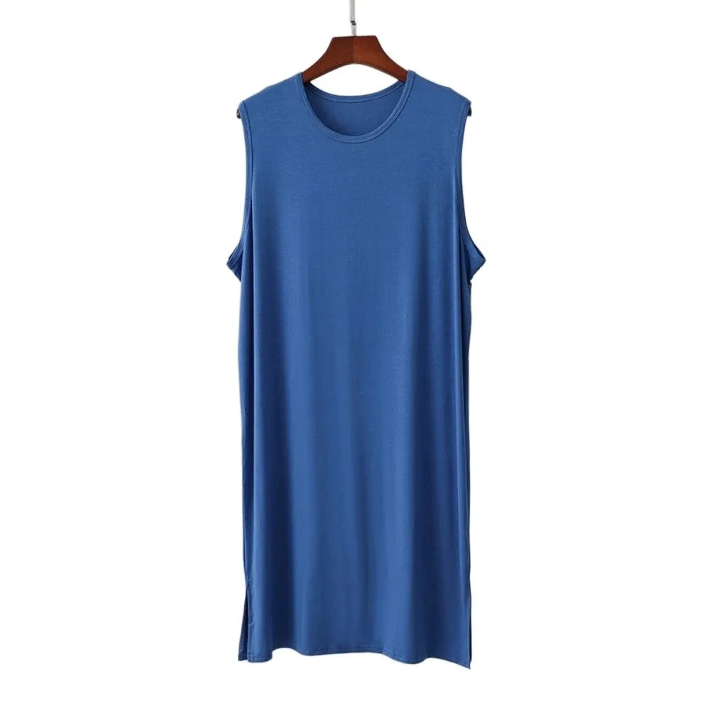 Men's Loose Modal Sleep Dress | Soft Knee-Length Night Robe Men's Sleep Dress Peaceful Pleasures Health and Wellness Blue XXL