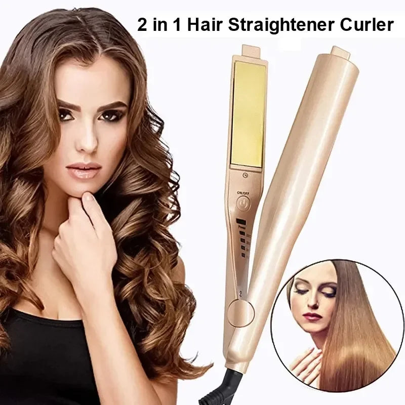 2-in-1 Negative Ion Flat Iron – Hair Straightener & Curler
