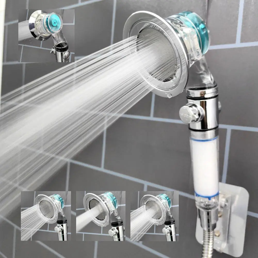 3-Mode Turbo Fan Shower Head | High Pressure & Water Saving