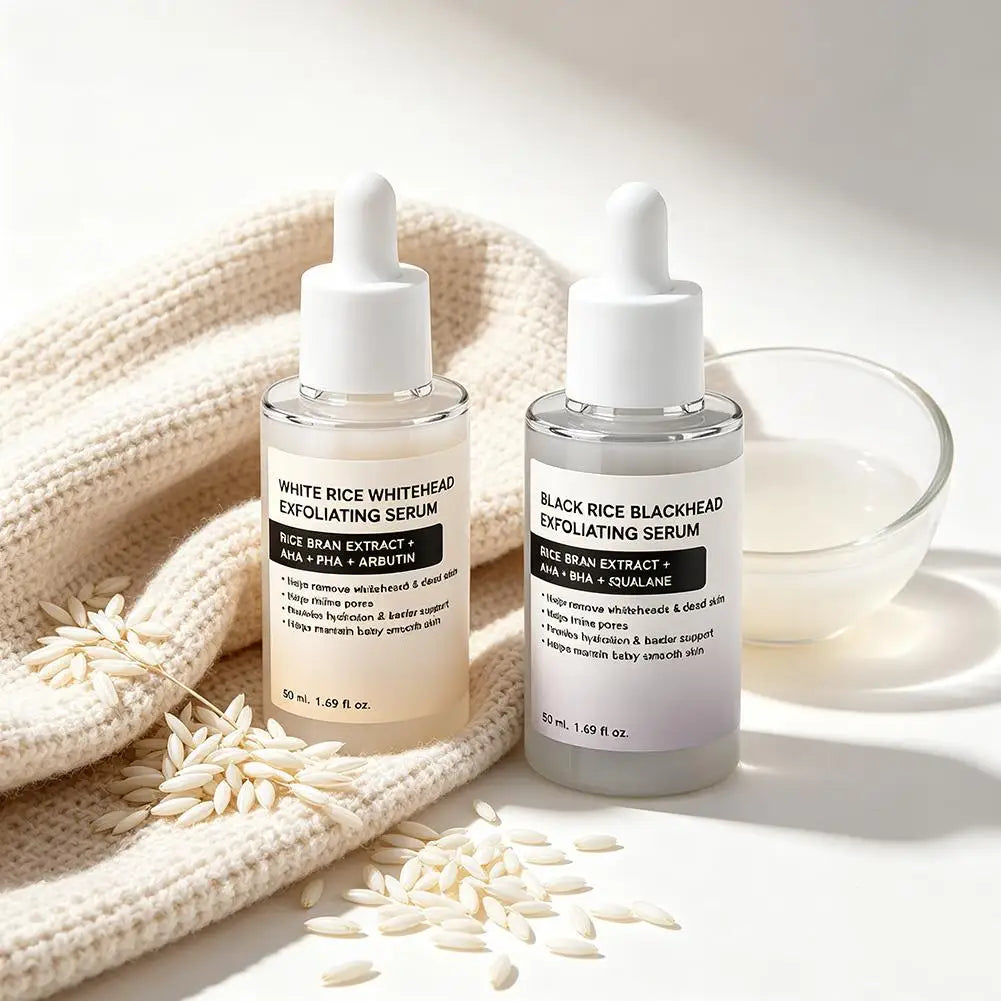 Exfoliating Serum Duo 50ml Korean Serum Drops White Rice Whitehead Black Rice Blackhead Essence Help Remove Blackheads Dead Skin Peaceful Pleasures Health and Wellness