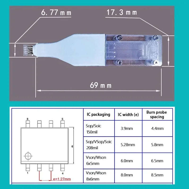 SOP8 WSON Flash EEPROM Chip Burner Cable – Spring Probes