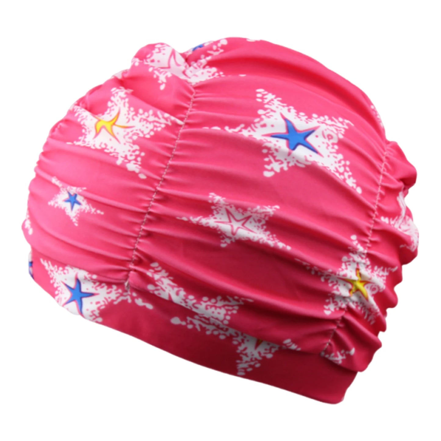 Printed Fabric Swim Cap Breathable Oversized Swimming Cap Lightweight Ear Protection Bathing Caps Diving Swimming Equipment Peaceful Pleasures Health and Wellness J