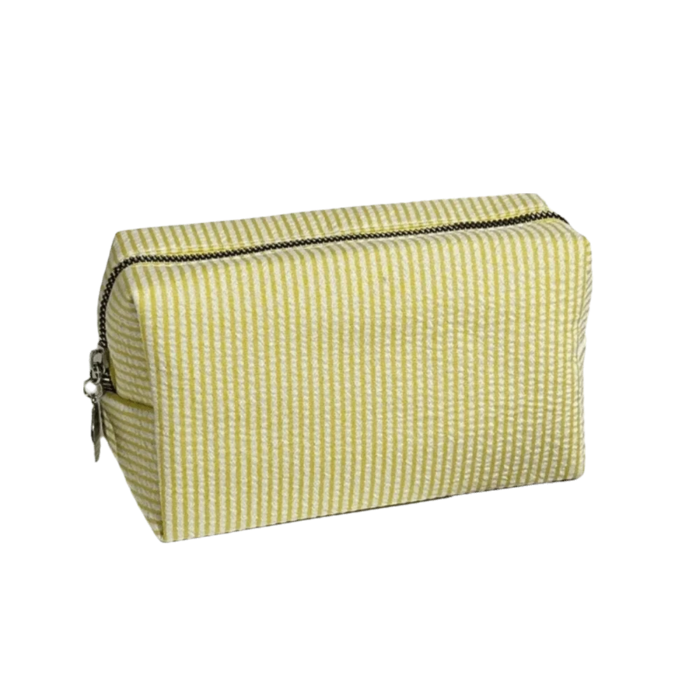 Striped Seersucker Travel Cosmetics & Toiletry Organizer Bag