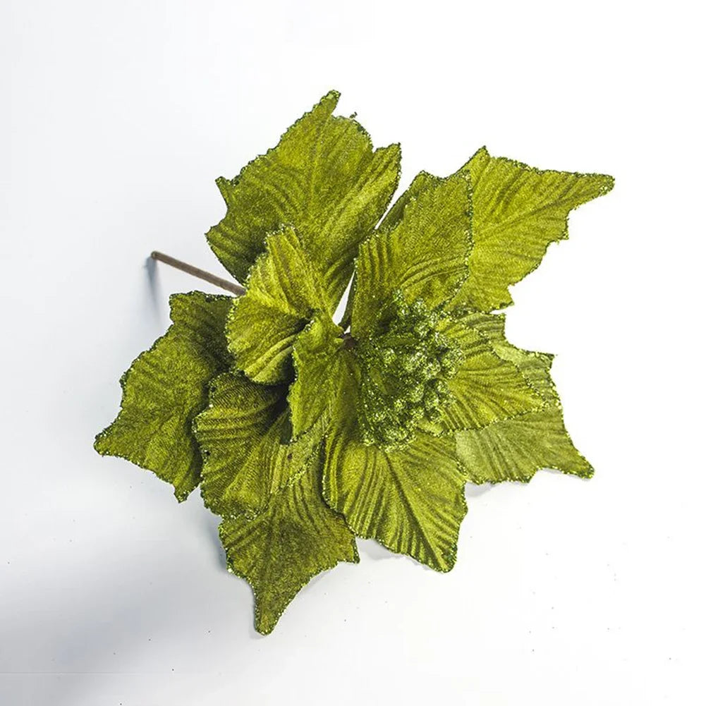 28cm Glitter Poinsettia Artificial Flower | Christmas Tree Decor