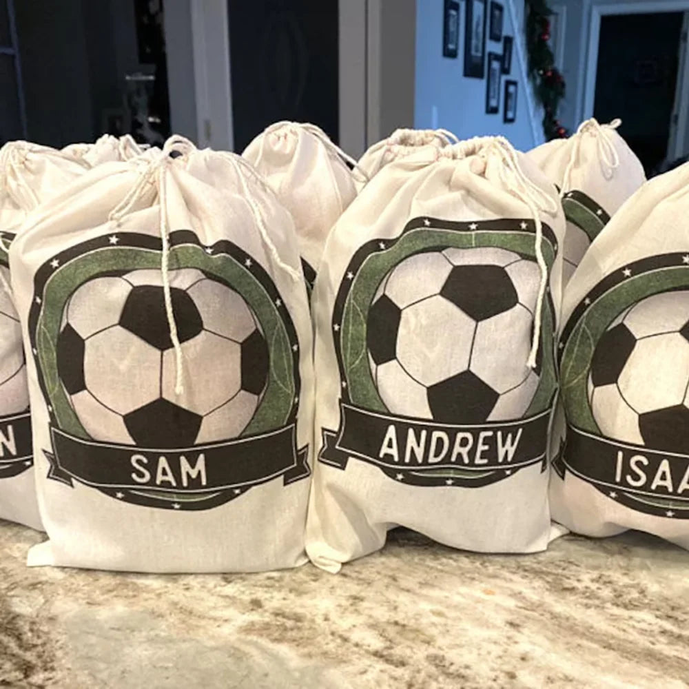 Personalized Soccer Party Favor Canvas Bags | Birthday & Shower