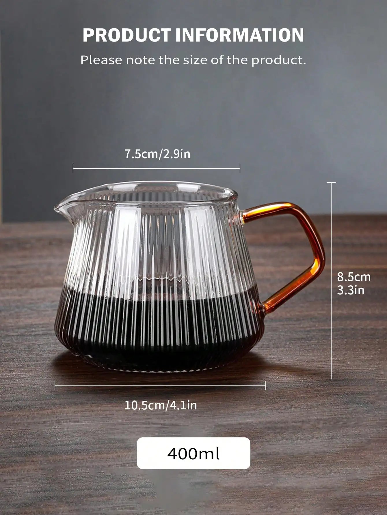 Glass Coffee Mugs, Unique Vertical Stripes Coffee Cup, Clear Large Tea Glasses with Handle, Vintage Transparent Glassware Peaceful Pleasures Health and Wellness 400ml