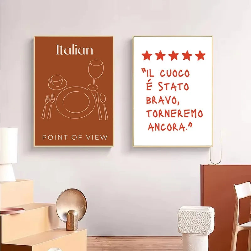 Retro Italian Kitchen Canvas Wall Art | Pasta & Lemon Poster Canvas Wall Art Peaceful Pleasures Health and Wellness
