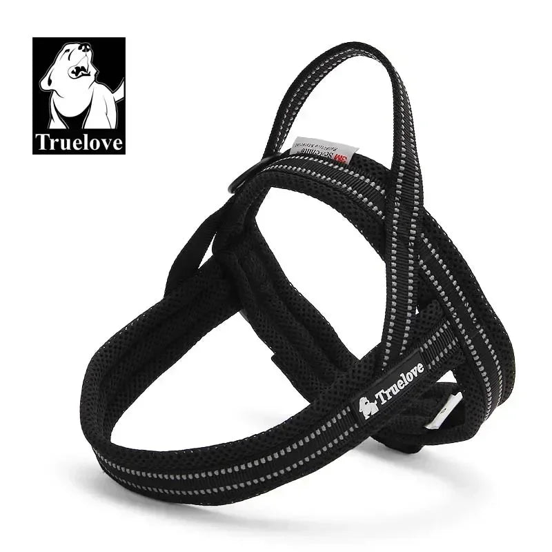 Truelove Soft Mesh Padded Nylon Dog Harness Vest 3M Reflective Security Dog Collar Easy Put on Pet Harness Pull-resistan TLH5811 Peaceful Pleasures Health and Wellness black XL