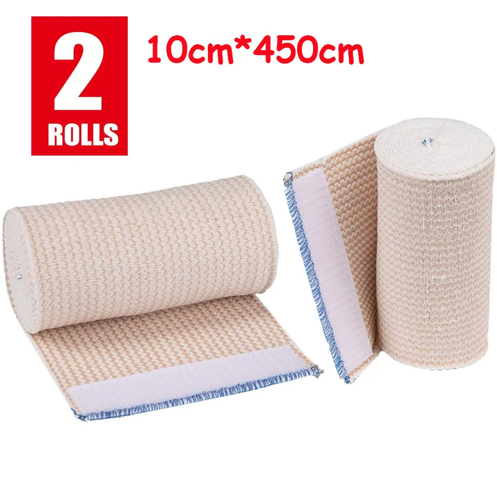 2 Pack Premium Elastic Bandage Wrap, Reusable Hook and Loop Compression Wrap Bandage for Knees, Ankles, Wrists,Legs Peaceful Pleasures Health and Wellness 10cm-450cm-2 Rolls