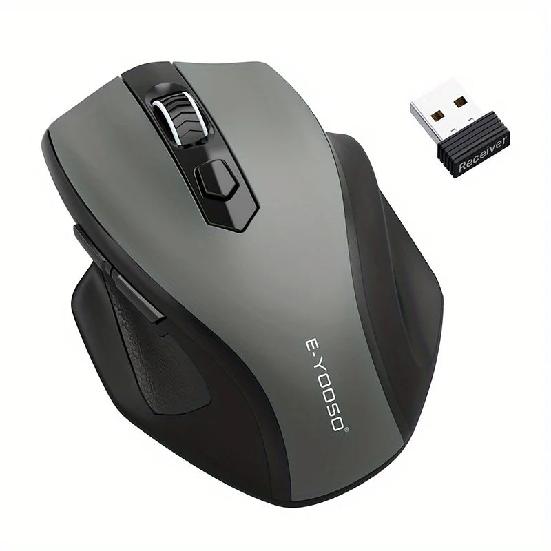 E-YOOSO 2.4G Wireless Ergonomic Mouse with Built-in USB Receiver, 5-Level 4800 DPI Portable Optical Mouse for PC Laptop Computer Peaceful Pleasures Health and Wellness Black