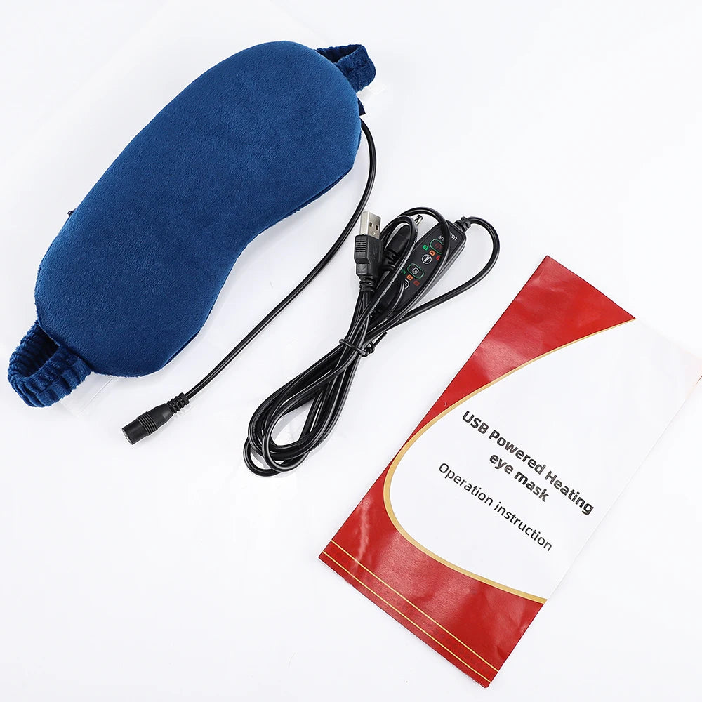 USB Eye Massager Heated Eye Shade Relieve Eye Fatiuge Remove Dark Circles Hot Eye Cover for Night Sleep Travel Office Eye Mask Peaceful Pleasures Health and Wellness Blue
