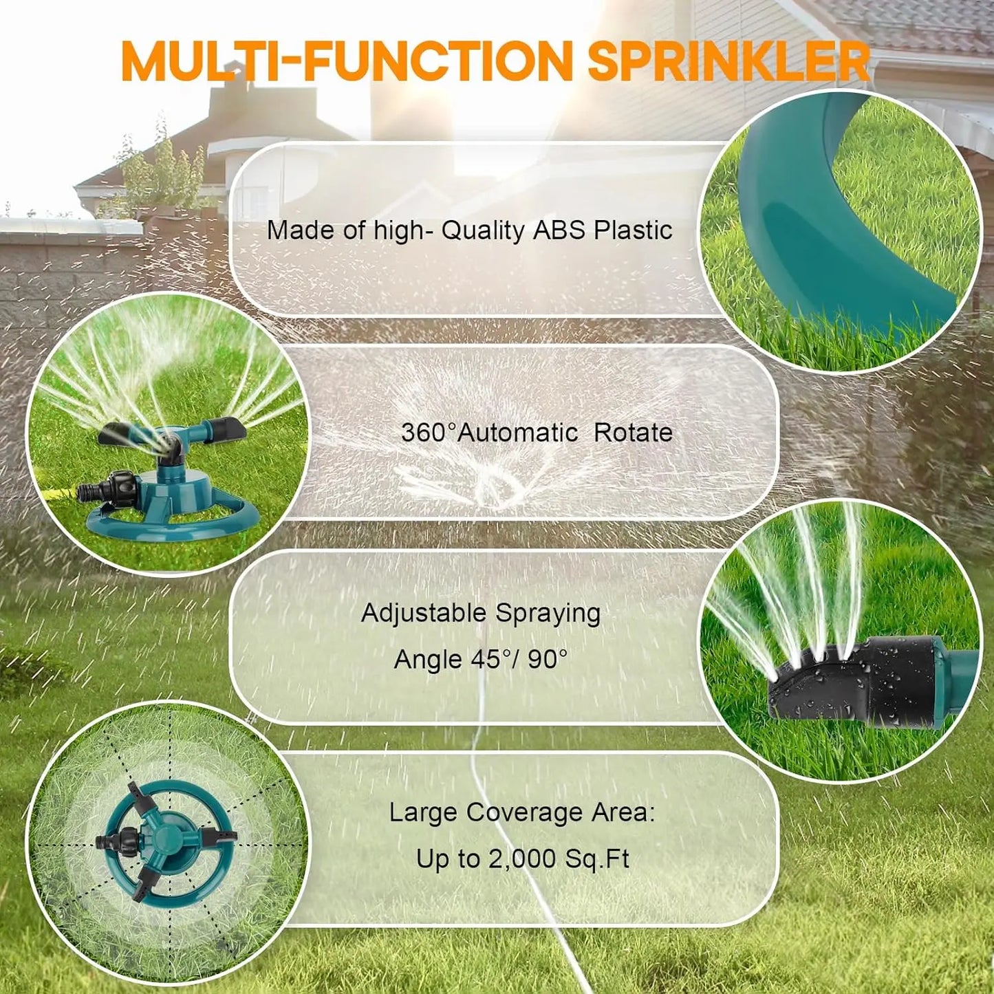 Sprinkler Nozzle 360 Degree Automatic Rotating Water Spray Garden Lawn Automatic Sprinkler Garden Watering Irrigation Supplies Peaceful Pleasures Health and Wellness