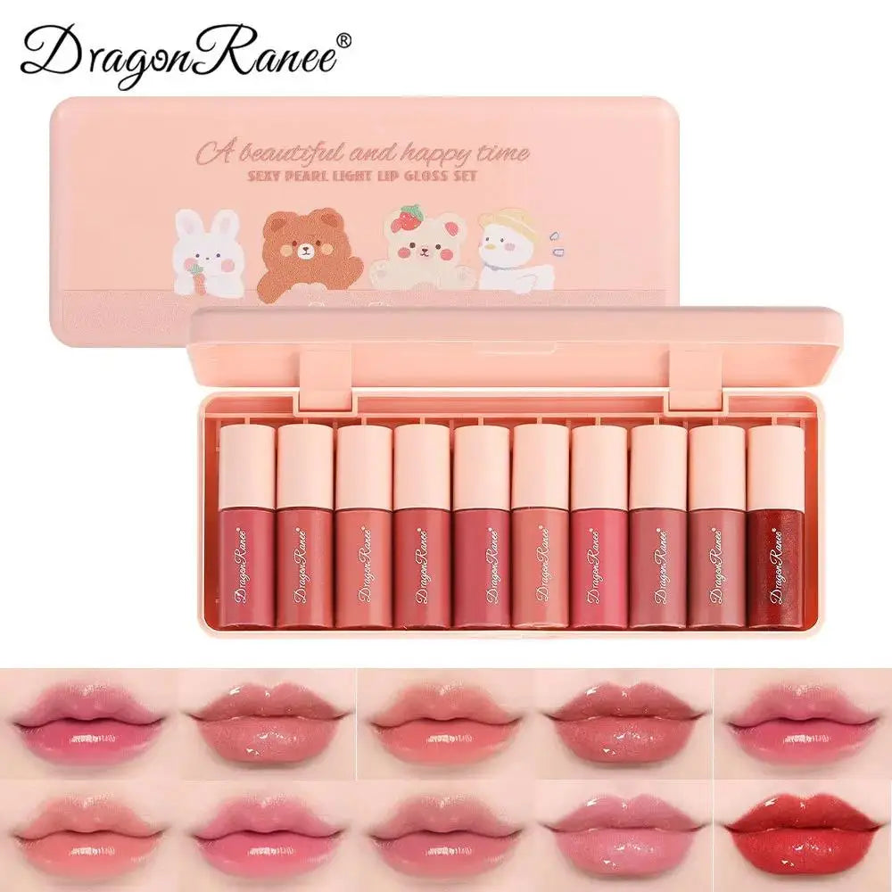 Dragon Ranee 10-Color Lip Gloss Set – Mirror Finish & Long-Lasting