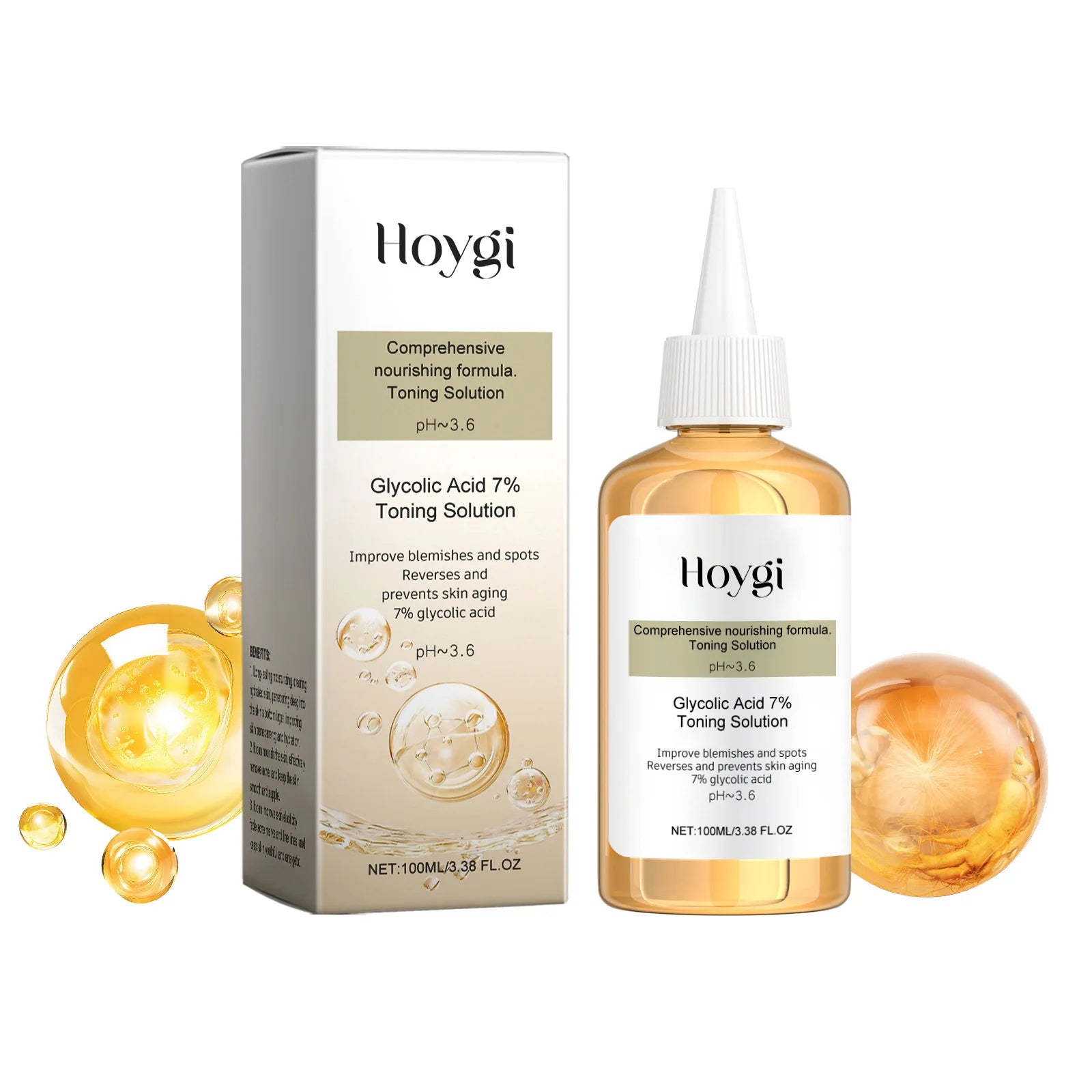 Glycolic Acid Toning Solution Oil Control Shrink Pores Smoothing Skin Rejuvenation Brighten Lighten Blemishes Moisturizing Toner Peaceful Pleasures Health and Wellness 100ml Boxed