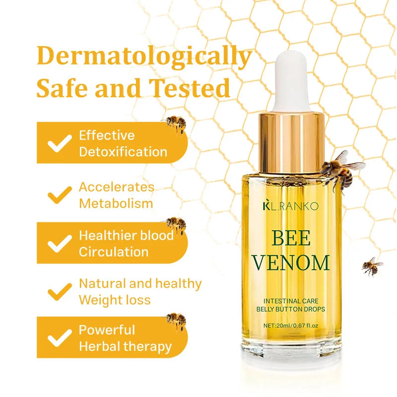 Bee Venom Buttom Detox Slimming Oil Fat Burning Shrinking Weight Loss Anti-Cellulite Promote Metabolism Massage Essential Oil Peaceful Pleasures Health and Wellness