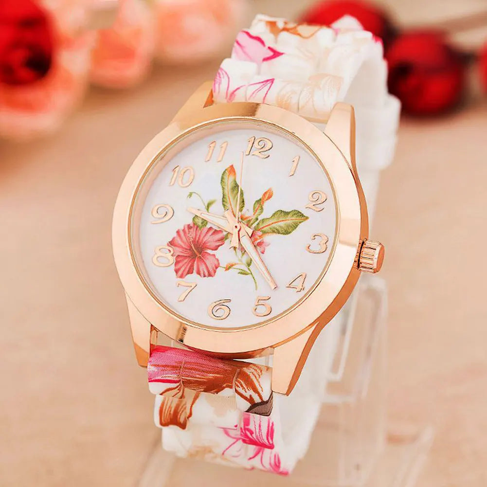 Women's Fashionable-Quartz Watch Printed Elegant Floral Dial Wristwatch Casual Watch Accurate-Quartz Movement Stylish Present Peaceful Pleasures Health and Wellness