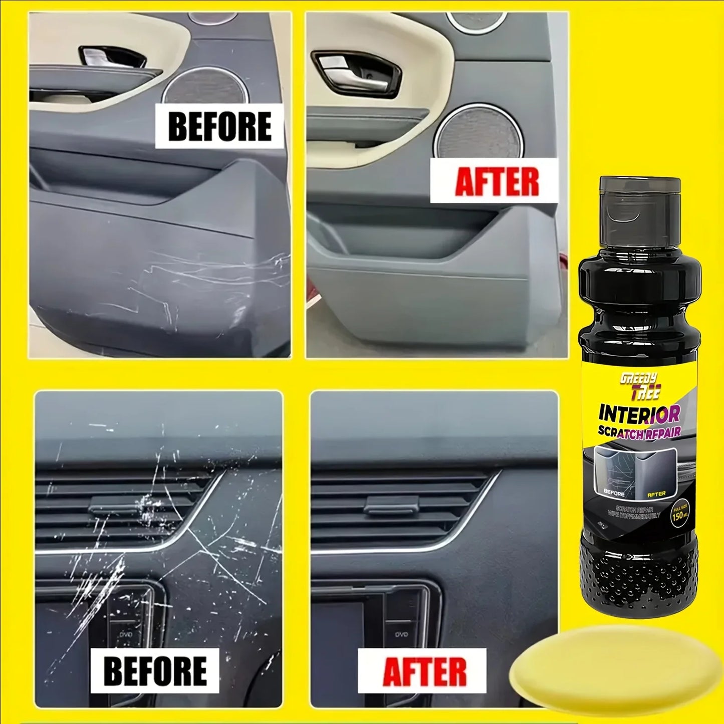 Car Interior Plastic Restorer & Scratch Repair Wax Kit