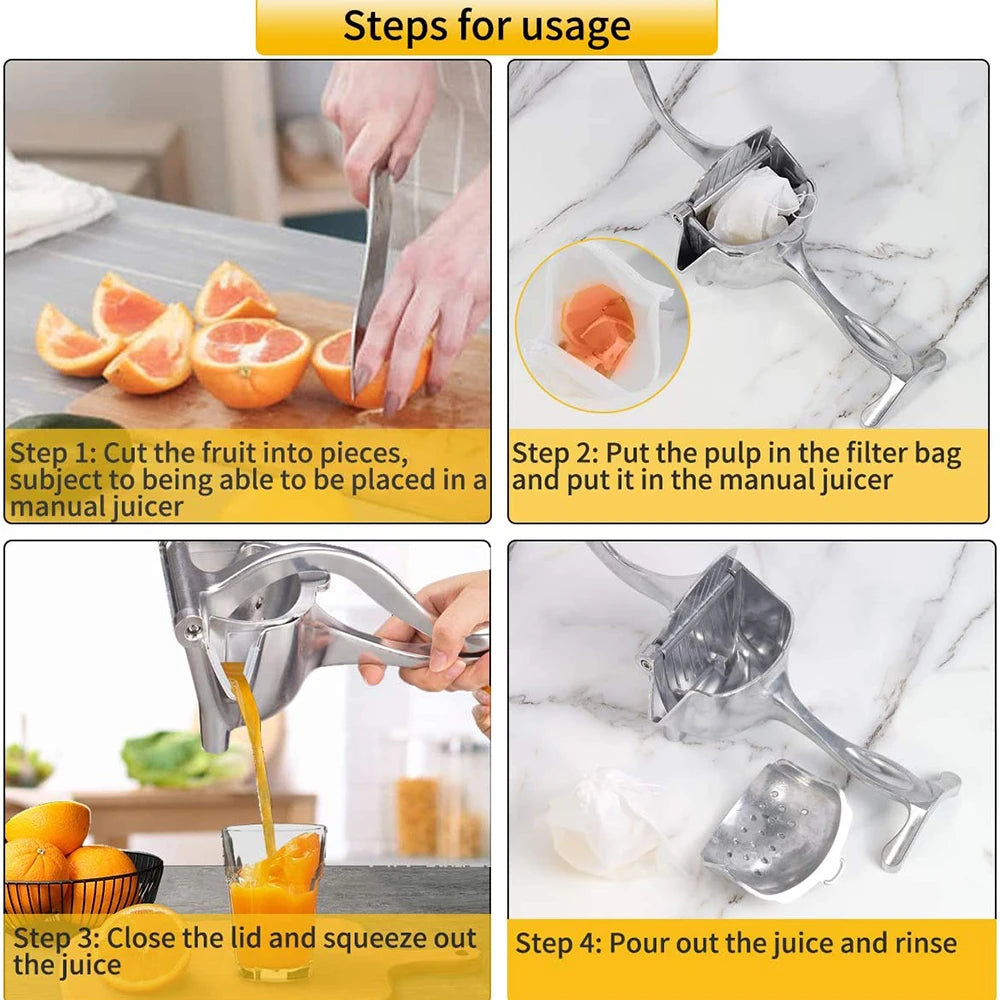 Manual Juice Squeezer Aluminum Alloy Hand Pressure Juicer Pomegranate Orange Lemon Sugar Cane Juice Kitchen Bar Fruit Tools Acce Peaceful Pleasures Health and Wellness