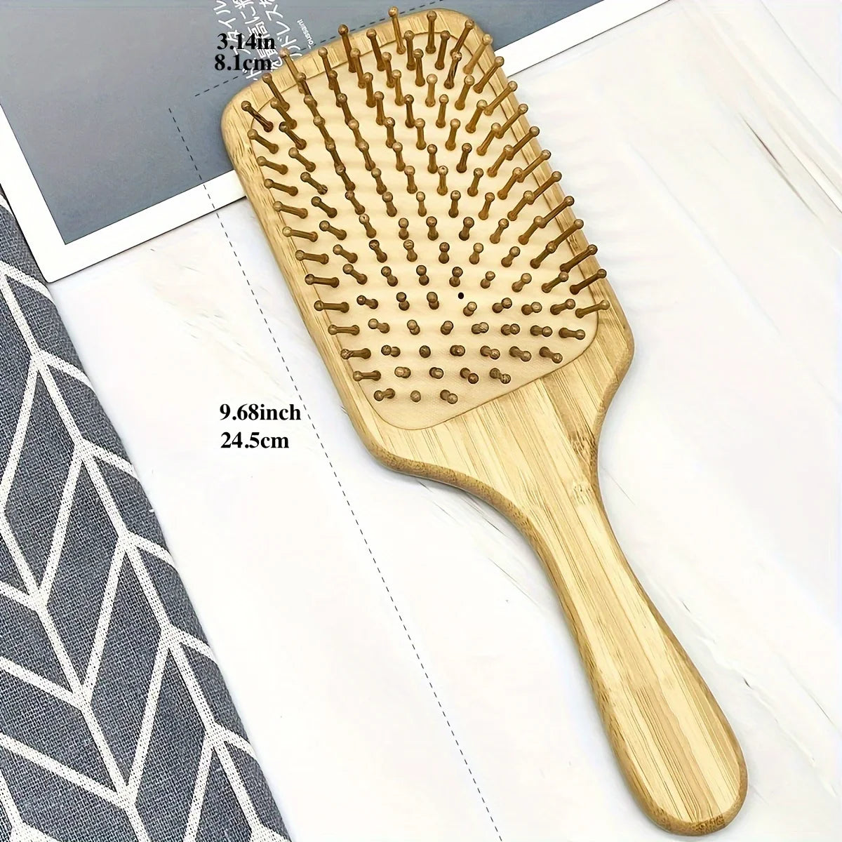 Natural Bamboo Square Comb – Sunflower Anti-Static Hair Comb