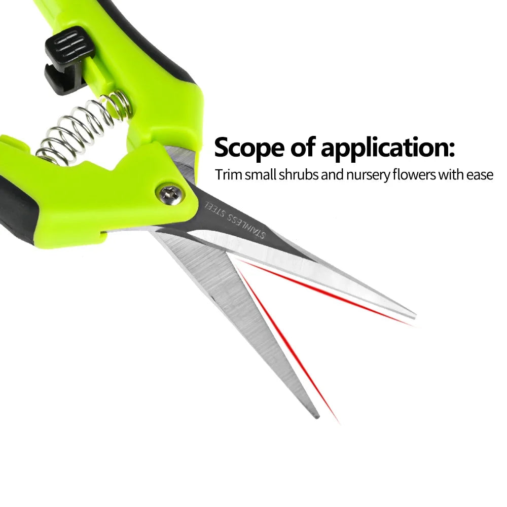 Garden Pruning Shears Stainless Steel Plants Fruit Grape Picking Scissors Horticulture Leaf Trimmer Straight Elbow Pruning Tools Peaceful Pleasures Health and Wellness
