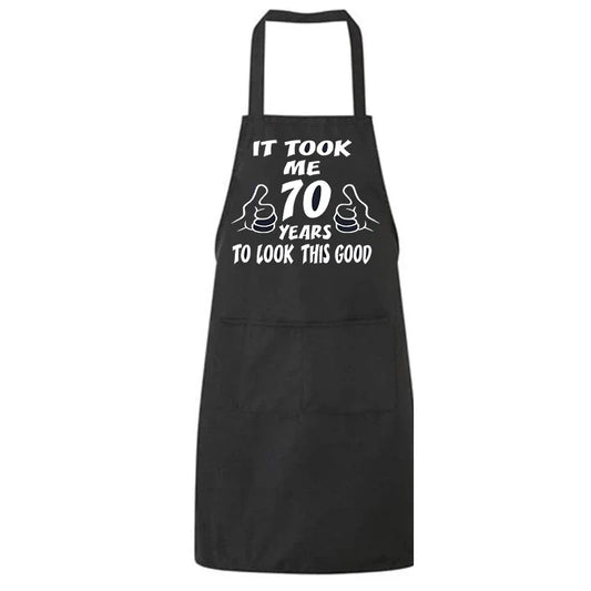 Funny 70th Birthday BBQ Apron – Gift for Dad, Husband, Brother Novelty Cooking Apron Peaceful Pleasures Health and Wellness 70th
