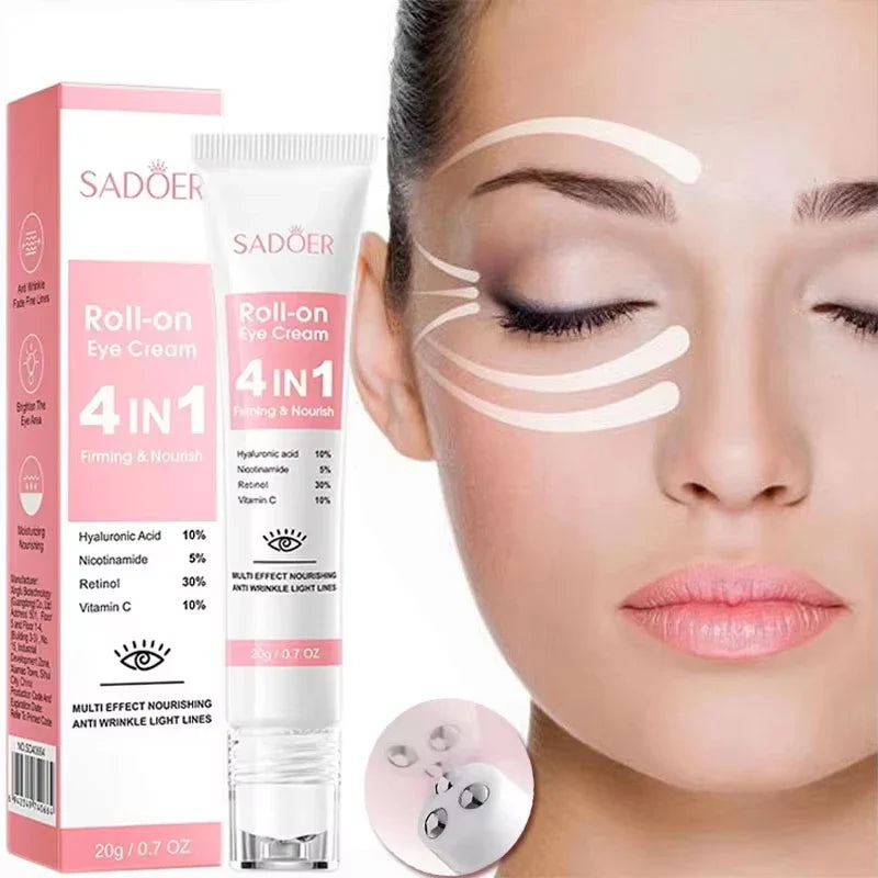 SADOER 4-in-1 Roll-On Eye Cream | Retinol, Vitamin C & Niacinamide