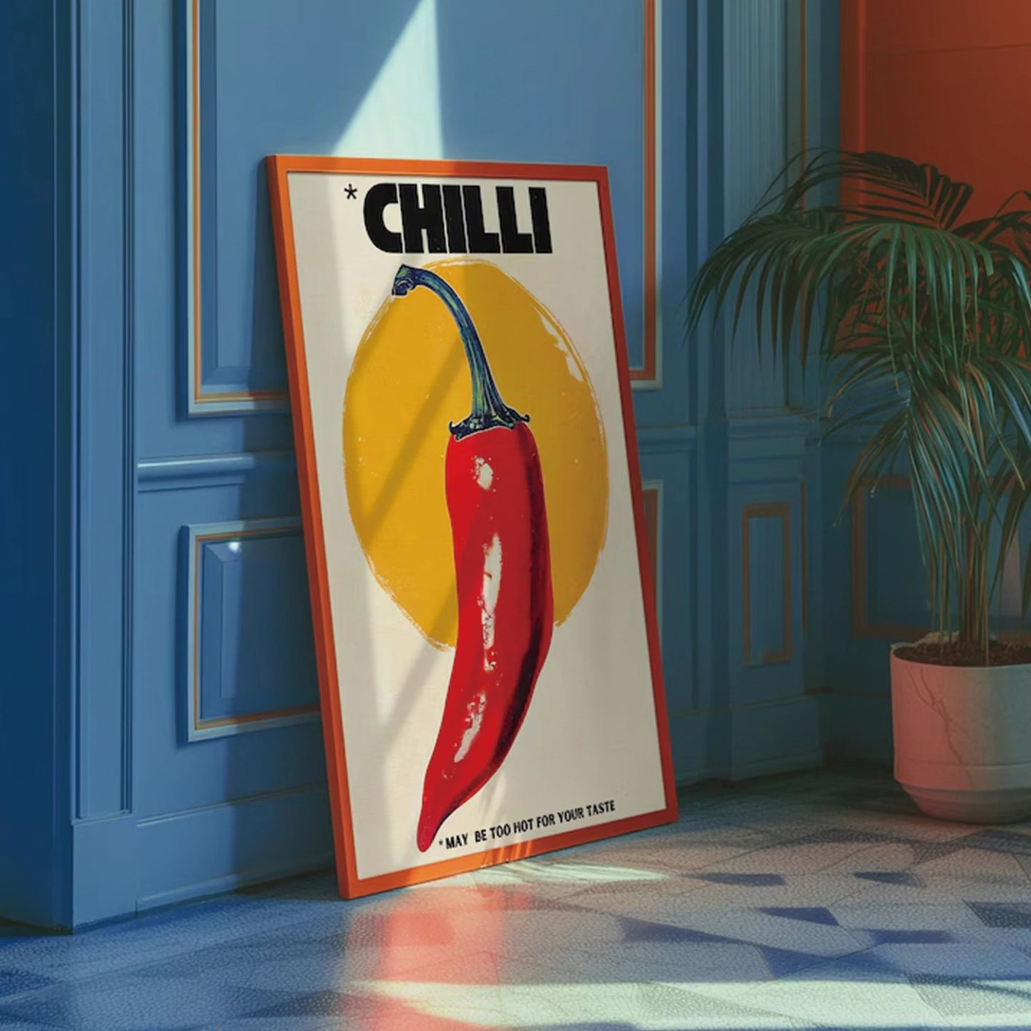 70s Retro Chilli Pepper Canvas Wall Art | Kitchen Home Decor