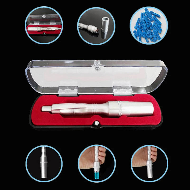 Silver Three-needle Blood Lancing Pen Cupping Acupuncture Massage Device For Blood Test Blood Collection Device Adjustable Depth Peaceful Pleasures Health and Wellness