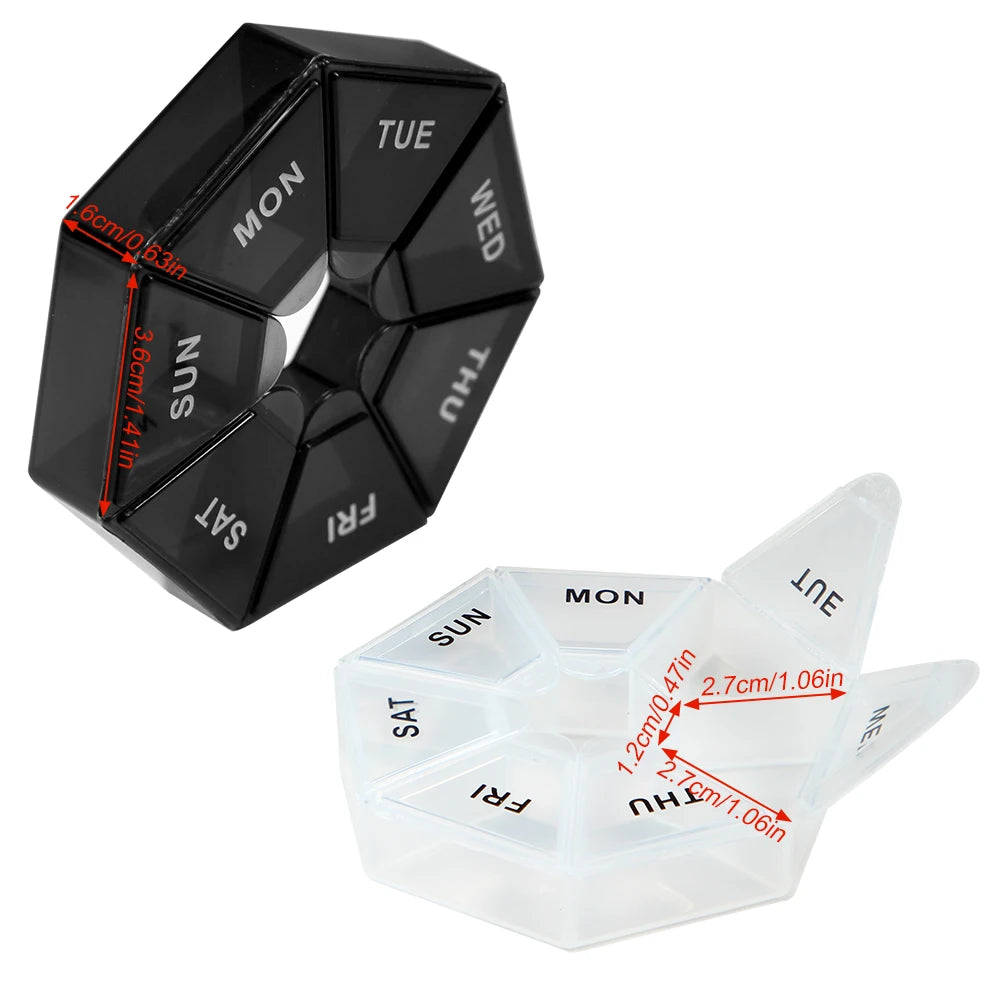1PC Weekly Pill Organizer,Portable Travel Pill Box Dispenser Medicine Case,New Edition for Vitamin Fish Oil -Arthritis Friendly Peaceful Pleasures Health and Wellness