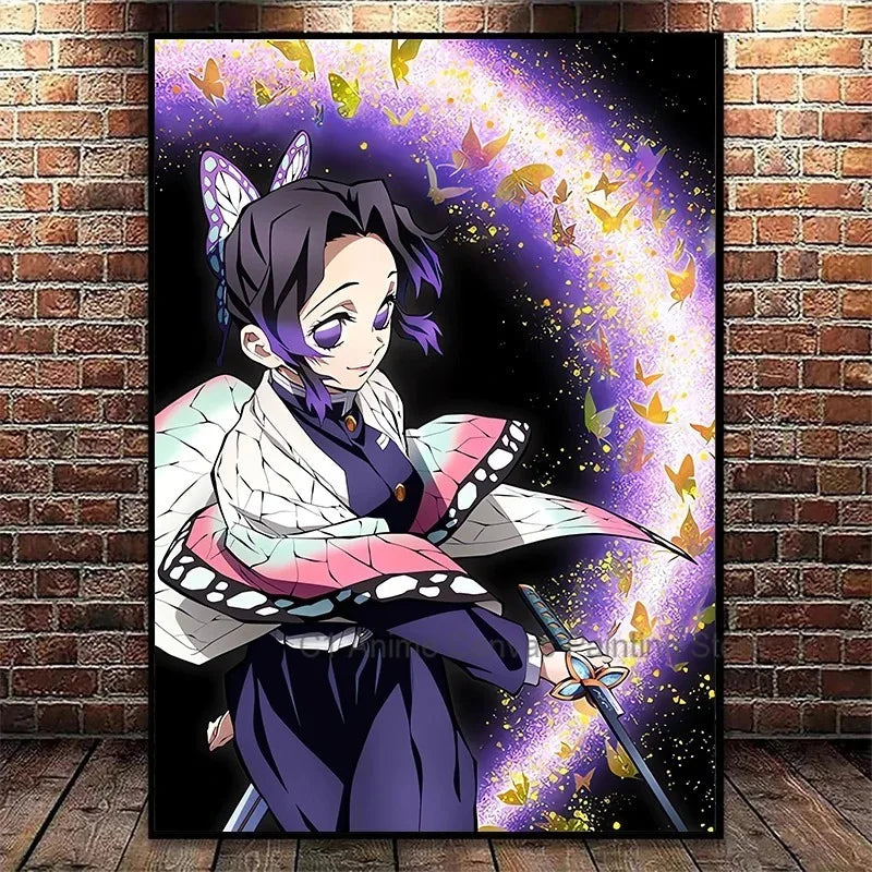 Japanese Anime Demon Slayer Wall Art Poster Nezuko and Tanjiro Home Decor Prints Living Room Bedroom Canvas Painting Mural Gifts Peaceful Pleasures Health and Wellness