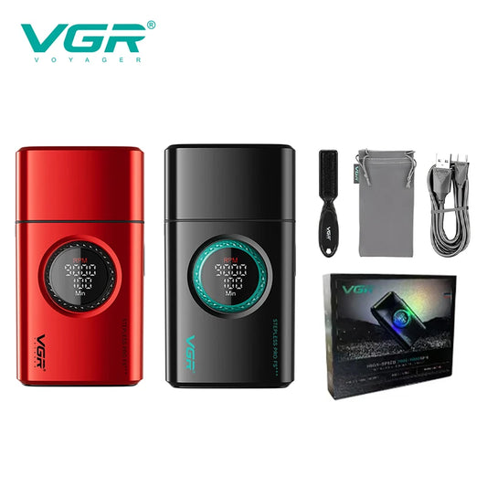 VGR high-end men's shaver alloy reciprocating three blade shaver LED intelligent digital display 9000 speed hair trimmer V-378 Peaceful Pleasures Health and Wellness