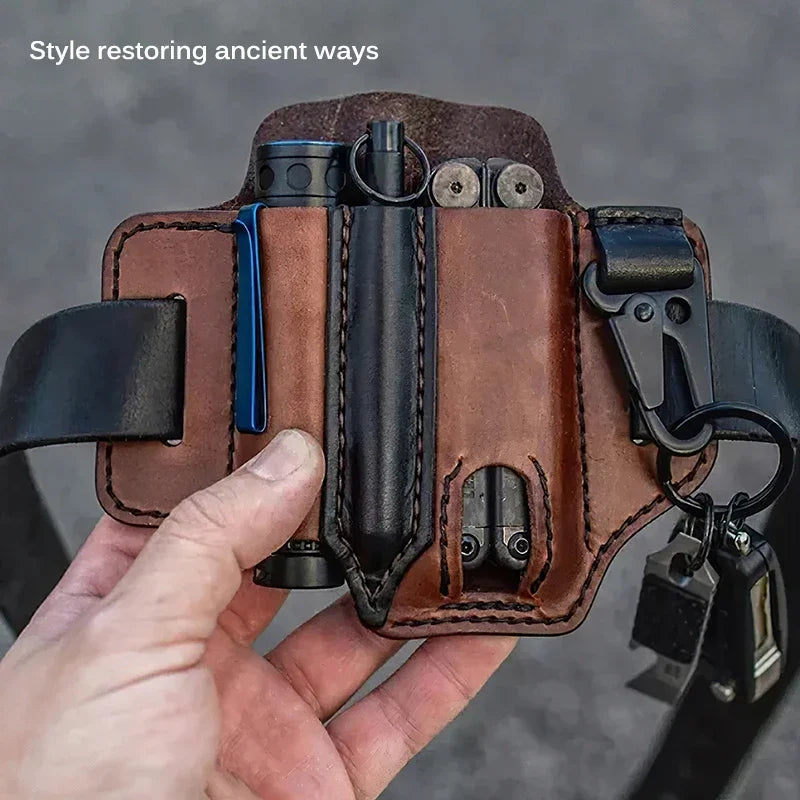 Tactical Leather Belt Bag | Multi-Tool Waist Holster Pouch