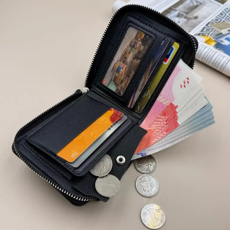 Men's Slim Zipper Wallet | Multi-Card Holder & Coin Pocket