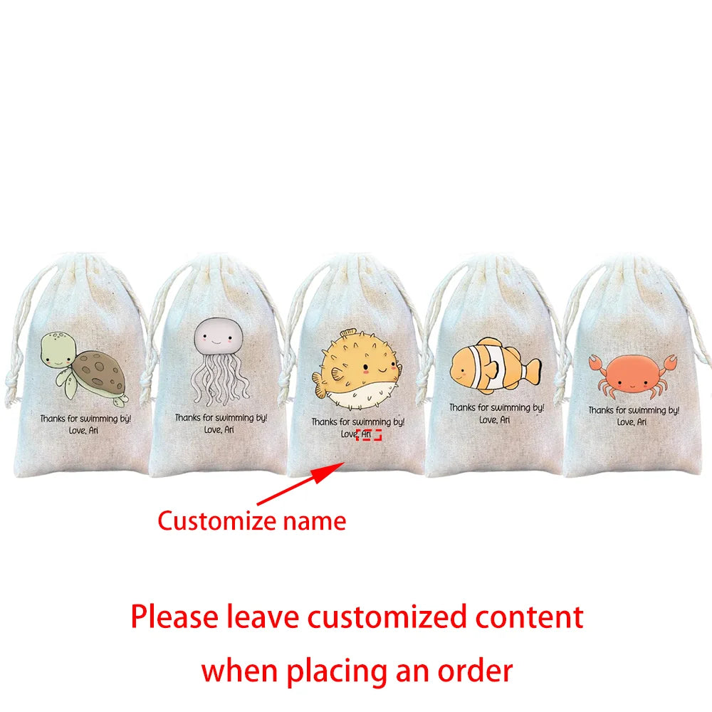 Under the Sea Party Favor Bags – 5-Pack Drawstring Goodie Bags Party Favor Bags Peaceful Pleasures Health and Wellness BCustom bag 5pcs 13x18cm