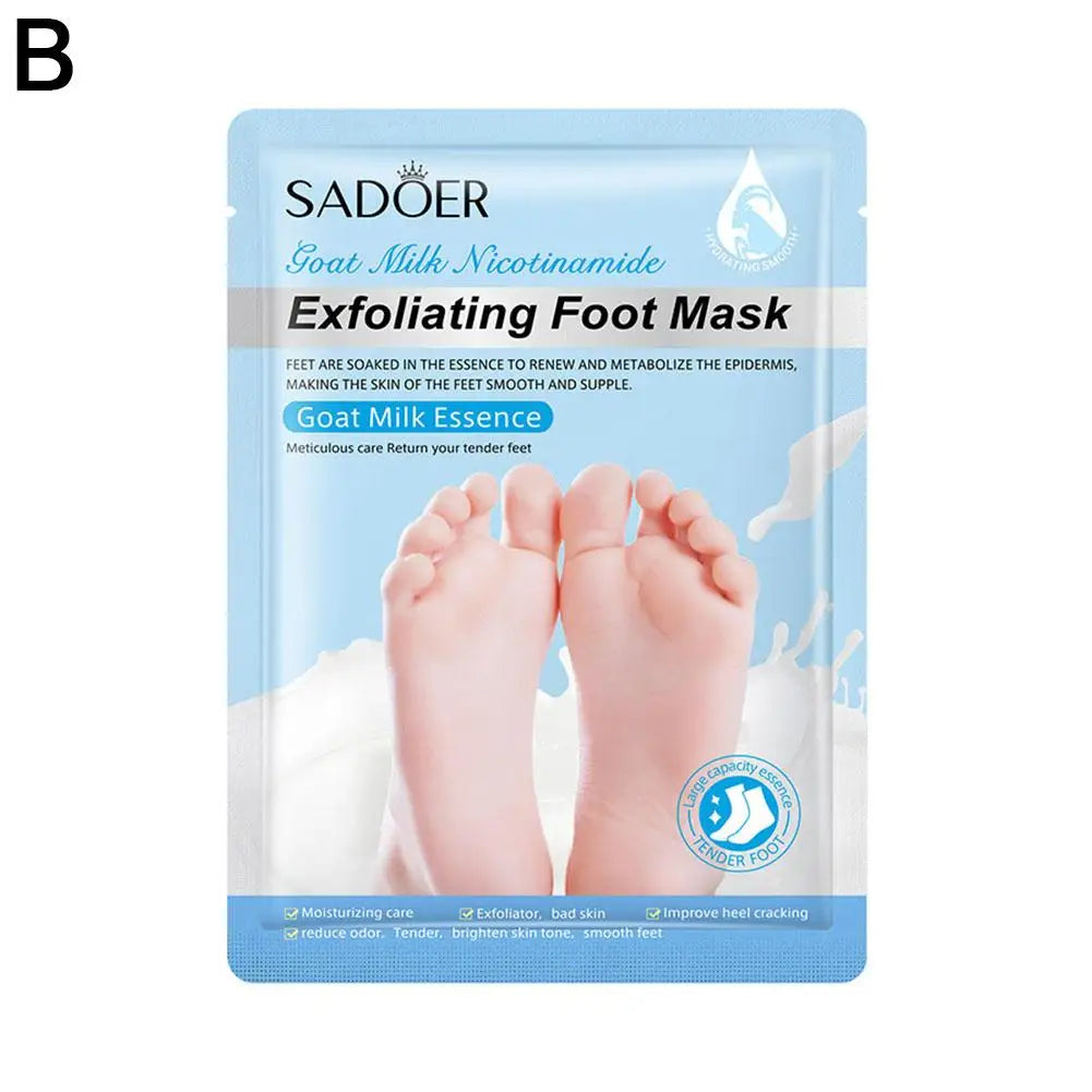 1 Pair Exfoliating Feet Mask Exfoliating Foot Peel Mask Socks Pedicure Peeling Dead Skin Remover Feet Mask Peel Moisturizing Peaceful Pleasures Health and Wellness Goat Milk