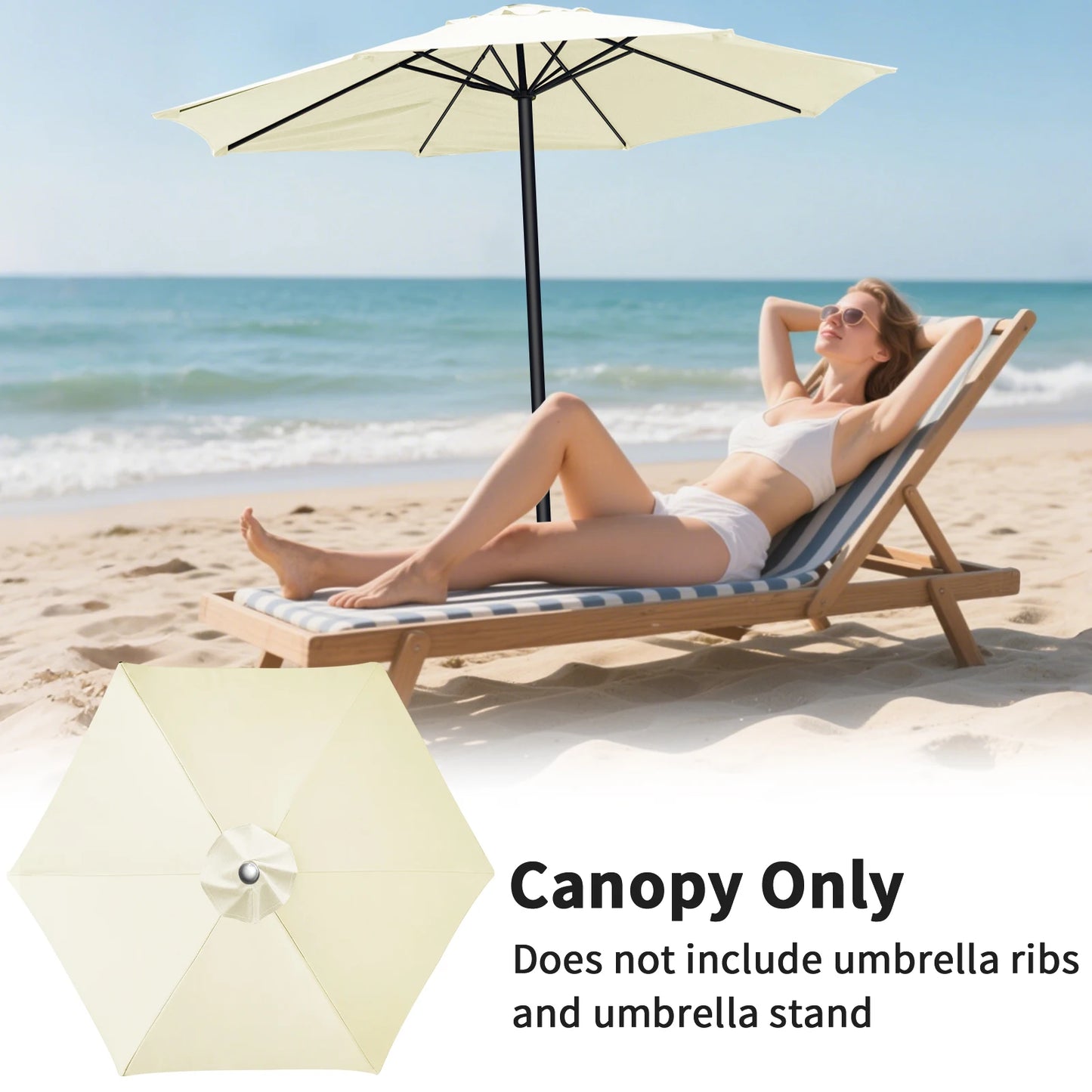Waterproof Patio Umbrella Replacement Canopy | 6 & 8 Ribs
