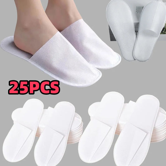 25Pcs Disposable Non-Slip Disposable Hotel Slippers - Soft and Breathable Non-Woven Fabric, Hygienic for Travel and Home, Portable Ergonomic Design Women's Comfortable Indoor Slippers, Simple Style, Non-Woven Material, Durabl Peaceful Pleasures Health and Wellness Twenty-Five
